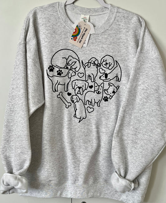 Doodle Heart Dogs Crewneck